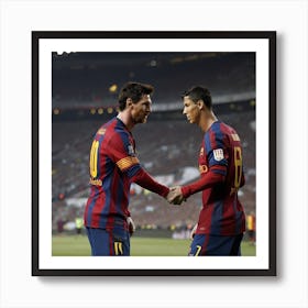 Two Soccer Players Shaking Hands Art Print