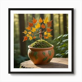 Autumn Leaves In A Pot 1 Art Print