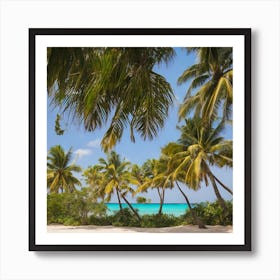 Palm Trees On The Beach Art Print