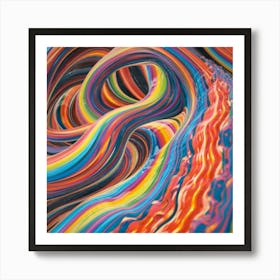 Close-up of colorful wave of tangled paint abstract art 24 Art Print