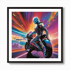 Futuristic Man On A Motorcycle 2 Art Print