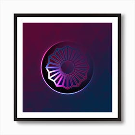 Geometric Neon Glyph Abstract on Jewel Tone Triangle Pattern 196 Art Print