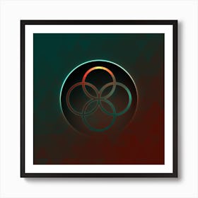 Geometric Neon Glyph on Jewel Tone Triangle Pattern 295 Art Print