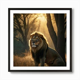 Lion In The Forest 5 Art Print