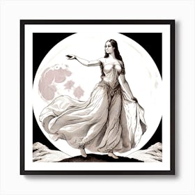 Full Moon with Girl 6 Art Print
