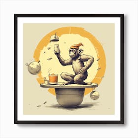 Monkey In A Cup Art Print