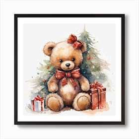 Teddy Bear With Gifts 1 Art Print