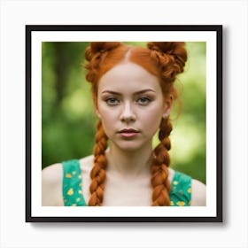 Red Haired Girl , "Whimsical Wall Art: Pippi Longstocking's Eccentric Hairstyle Inspires a Playful Masterpiece" Art Print