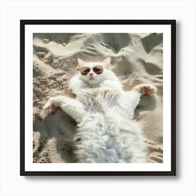 Cat In The Sand Art Print