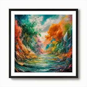 A stunning oil painting of a vibrant and abstract watercolor 8 Art Print