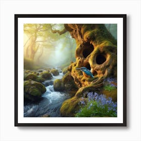 Kingfisher In The Forest 9 Art Print