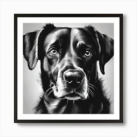 Dog black and with Art Print