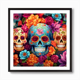 Day Of The Dead Skulls Art Print