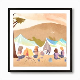 Watercolor Of Campers Art Print