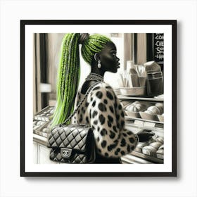 Girl With Green Hair 1 Art Print