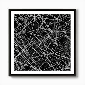 Abstract White Lines On Black Background Art Print