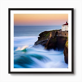 Lighthouse At Sunset Art Print