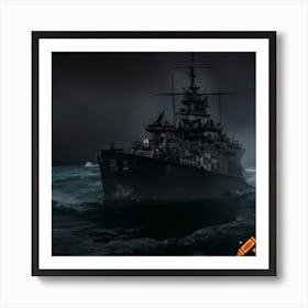 Battleship In The Ocean Art Print