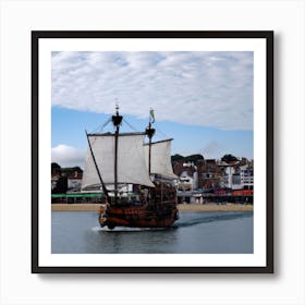 Ship leaving town Art Print