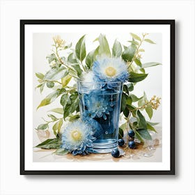 Summer Bliss Refreshing Drink And Flowers 1 Art Print