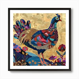 Patchwork Quilted Partridge 1 Art Print