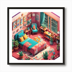 Bedroom Isometric Art Print