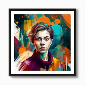 Girl In A Colorful Jacket Art Print