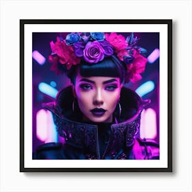 Neon Flower Girl Art Print