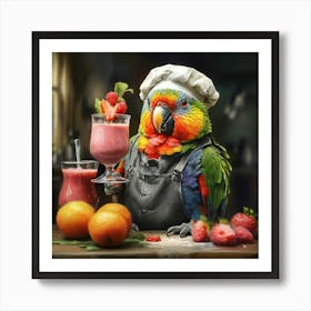 Chef Parrot 3 Art Print