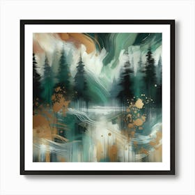 Abstract Of Forest With Trees,Wallart Painting Art Print