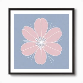 A White And Pink Flower In Minimalist Style Square Composition 709 Art Print