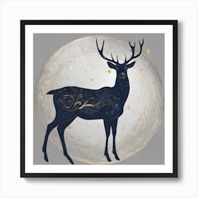 Deer In The Moonlight Art Print