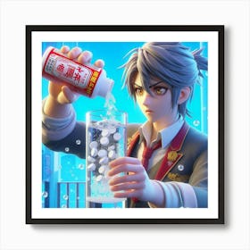 Anime Character Pouring Water Art Print