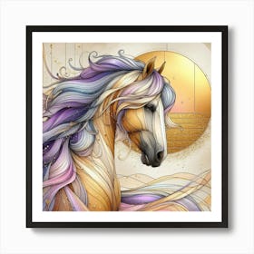 Horse With Rainbow Mane 1 Art Print