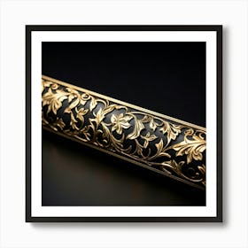 Bright Gold Metallic Border Smooth Texture Intricate Filigree Patterns Glinting Under Soft Diffu (6) Art Print