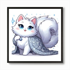White Cat With Blue Eyes 2 Art Print