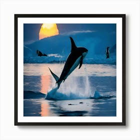 Orca Jumping Out Of The Water Art Print