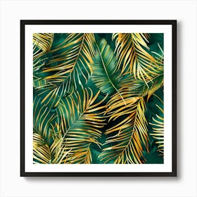 Seamless Tropical Palm Leaves Pattern Art Print