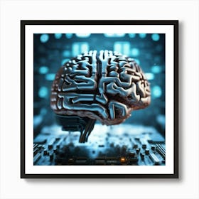 Brain On A Circuit Board 62 Art Print