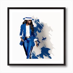 Woman In Blue Jacket Art Print