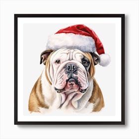 Bulldog Santa Hat 4 Affiche