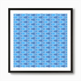 Beach Water Tessellating Fishes In Tranquil Blue Hues Art Print