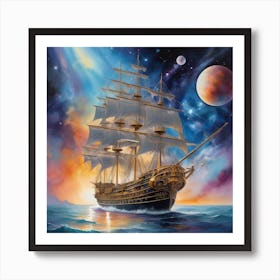 Ship At Sea Art Print