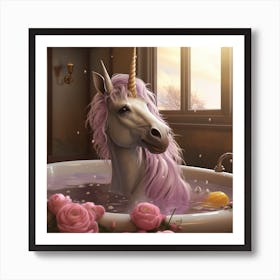 Pink Unicorn Bath Art Print