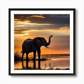 Sunset Elephant Art Print