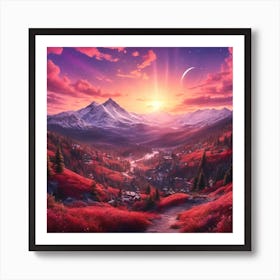 Sunset In The Mountains Art Print