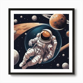 Astronaut In Space 2 Art Print