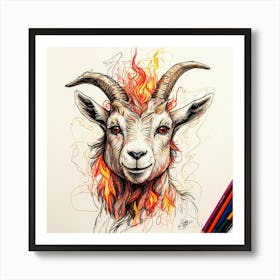 Goat On Fire 55 Art Print