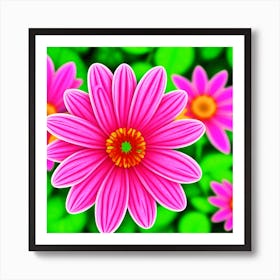 Pink Daisy Flower 3 Art Print