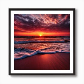 Sunset On The Beach 1086 Art Print